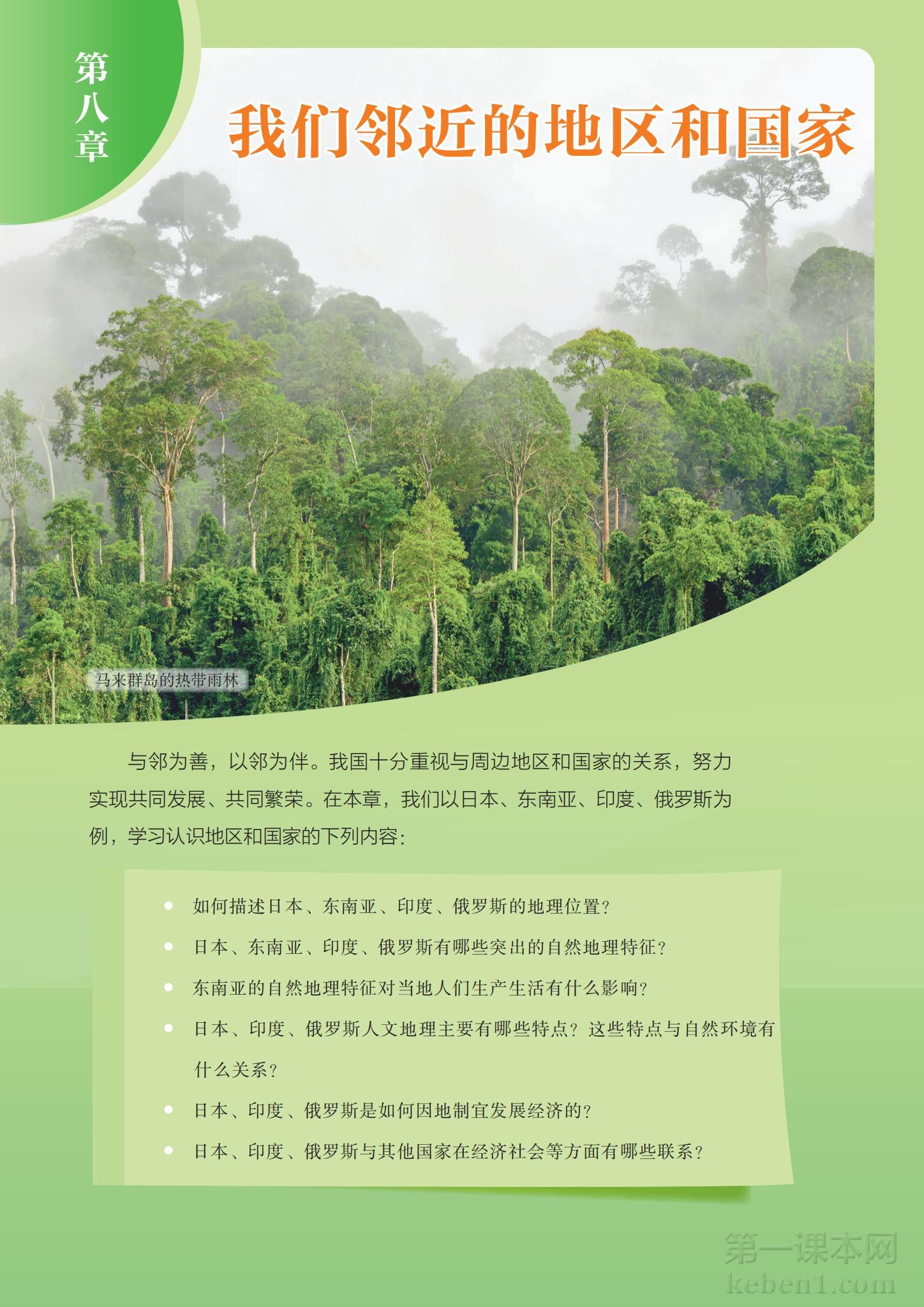 七年级地理下册人教版课本图片