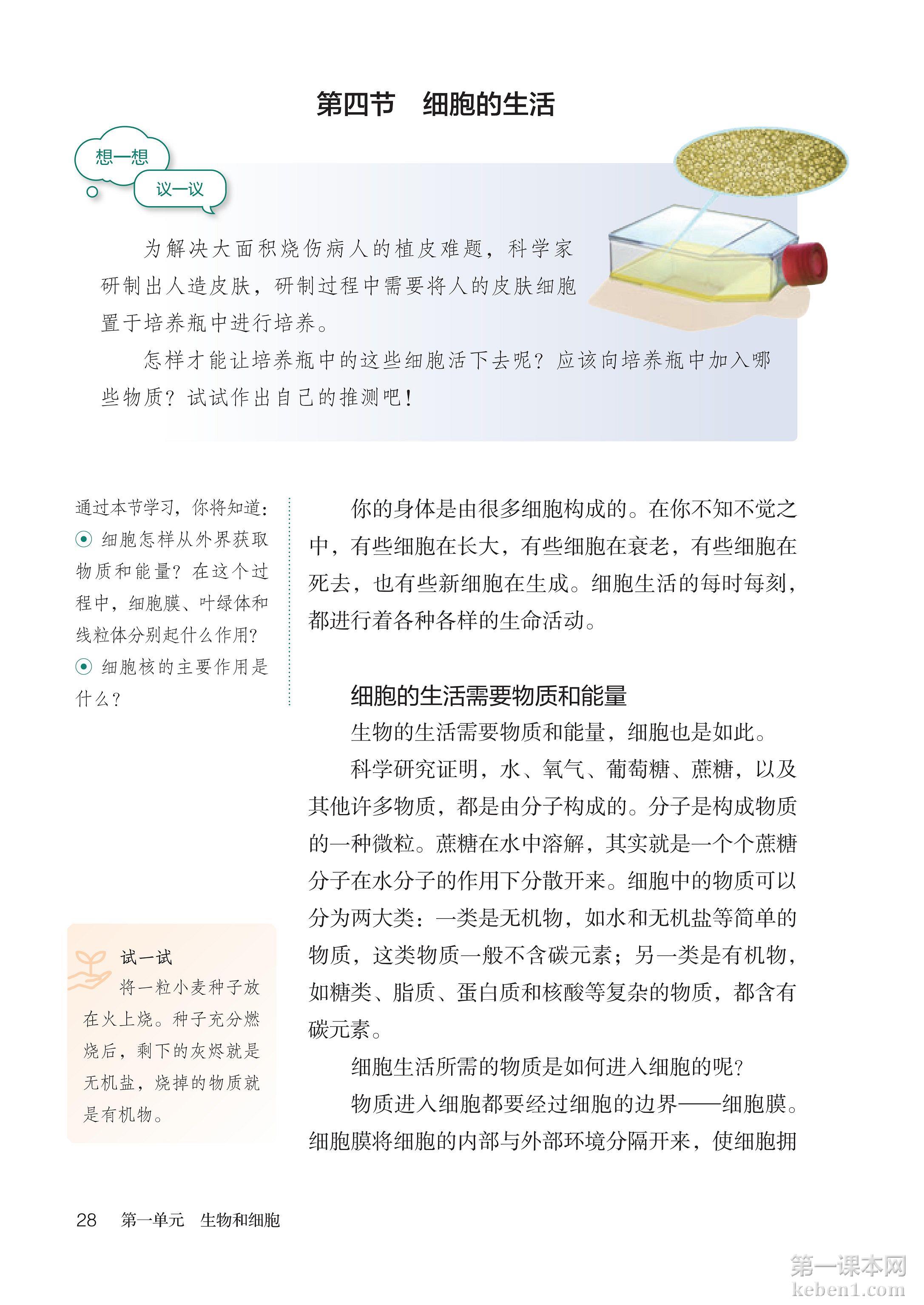 七年级生物上册人教版课本图片