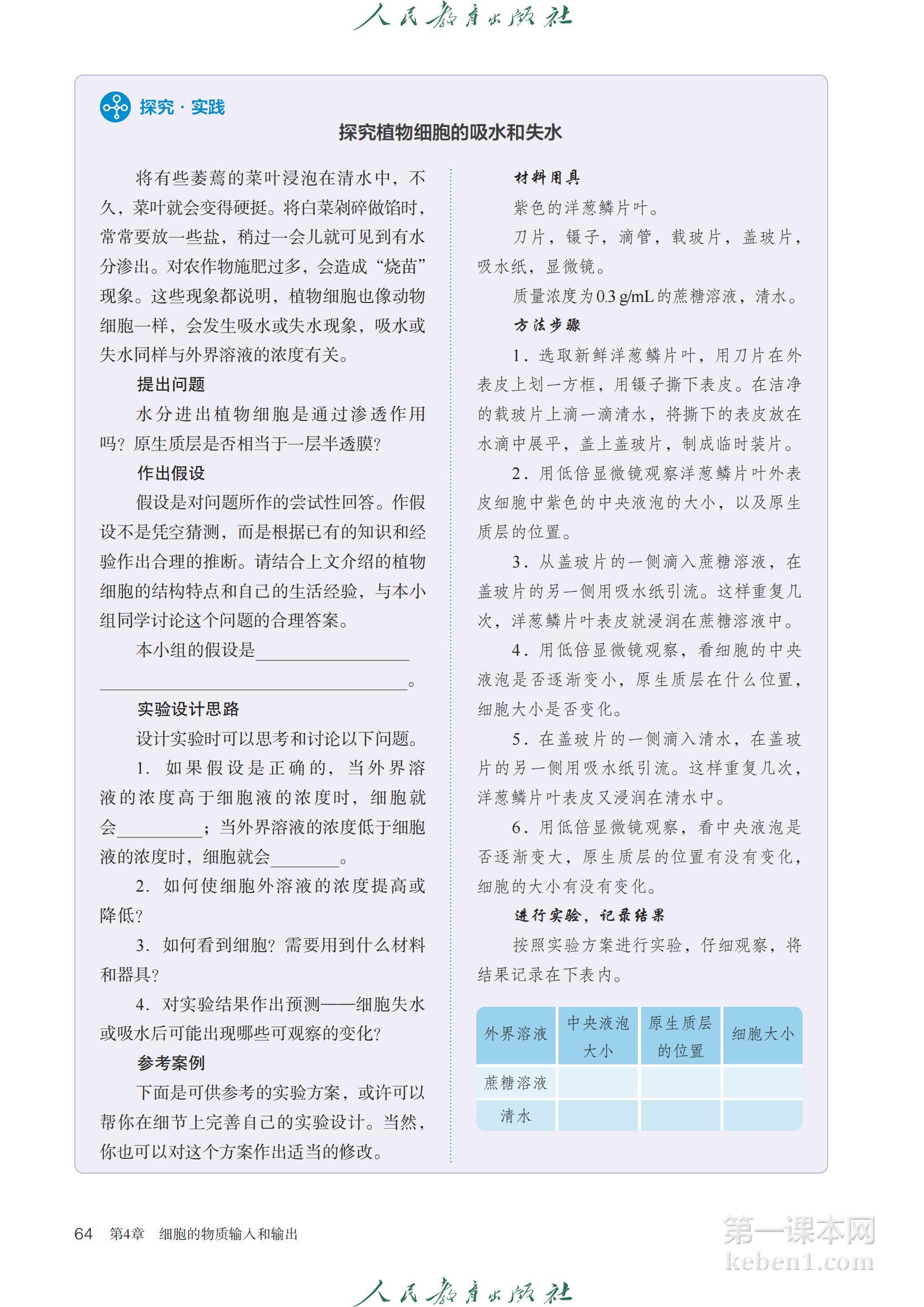 高中生物必修1人教版课本图片