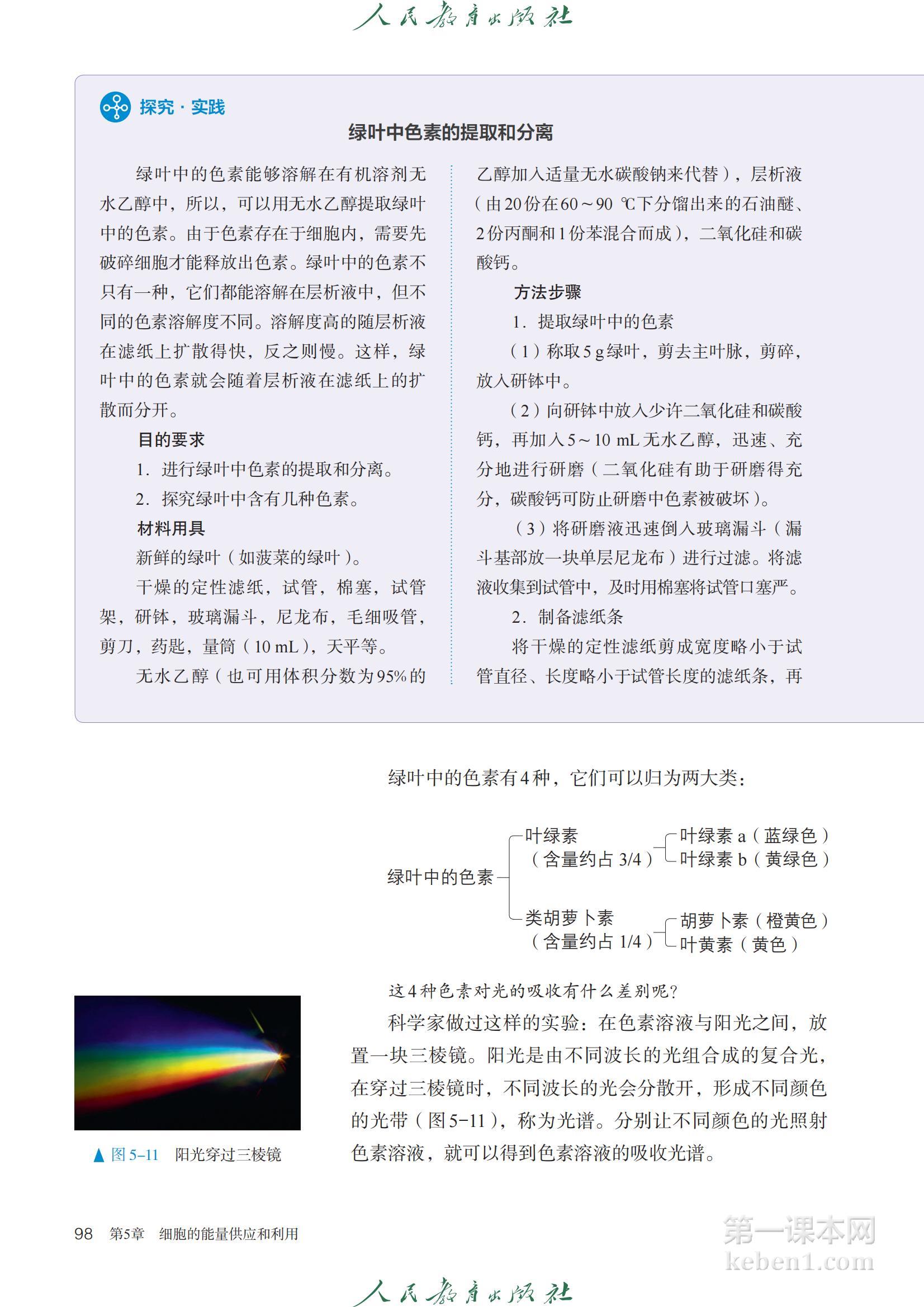高中生物必修1人教版课本图片