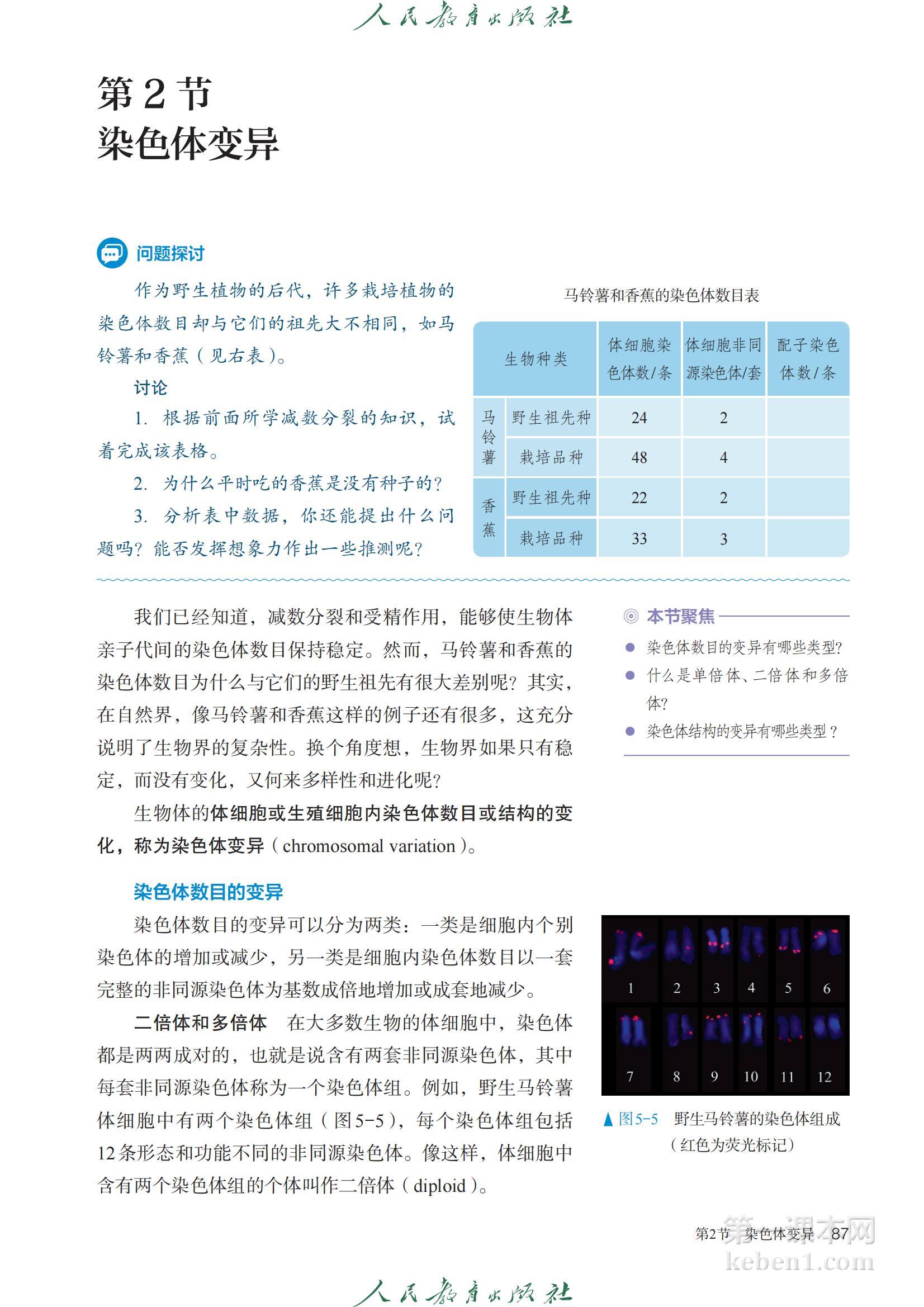 高中生物必修2人教版课本图片
