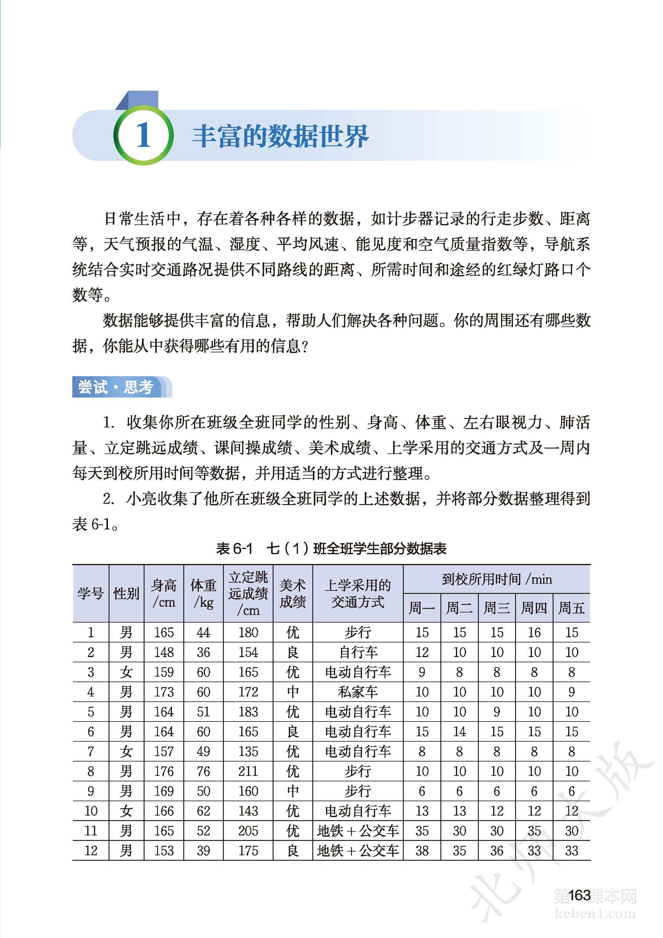七年级北师大版数学上册电子课本