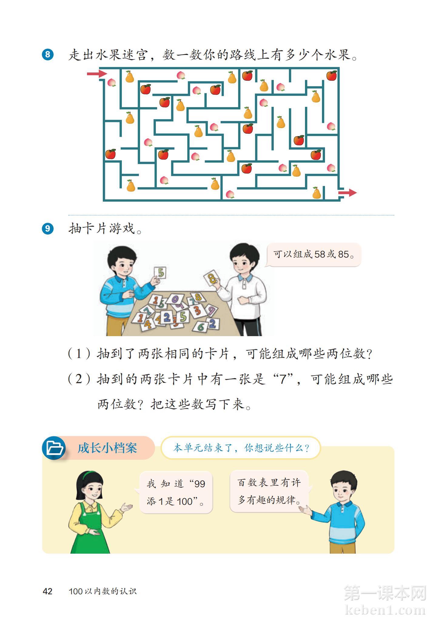 一年级人教版数学下册电子课本